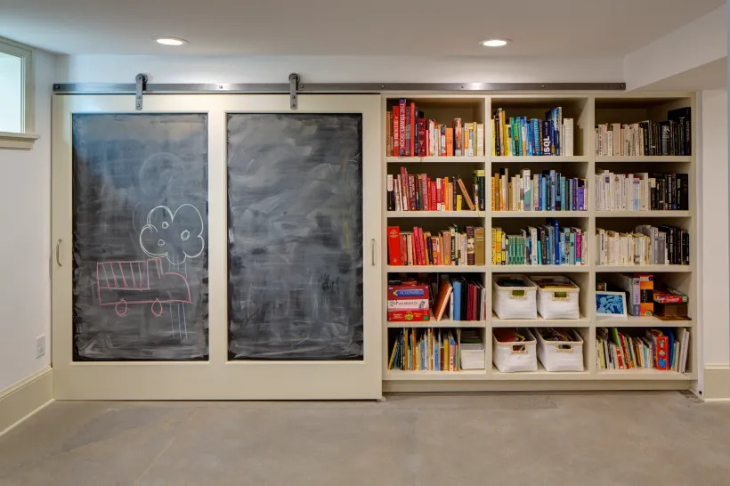 basement-storage-ideas-bookshelves